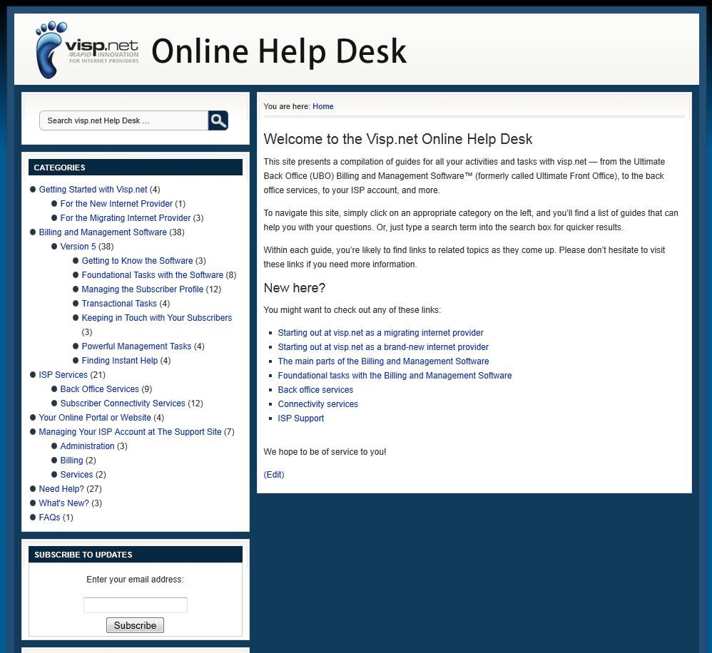 Bye-bye Wiki, Hello Online Help Desk | VISP - UBO ISP Billing System