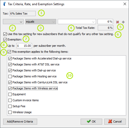 ISP Configuration: Taxes | VISP - UBO ISP Billing System