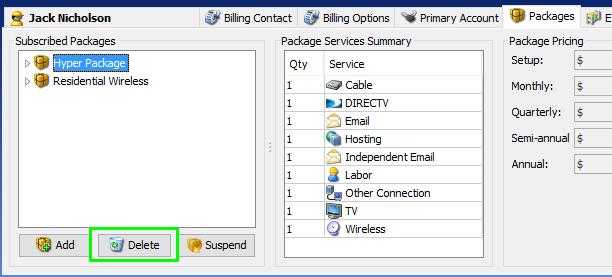 Deleting Subscriber's Package | VISP - UBO ISP Billing System