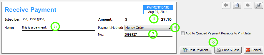 Receive Payment by Money Order | UBO Billing System