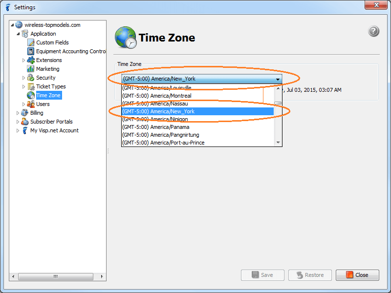 isp config - application - timezone