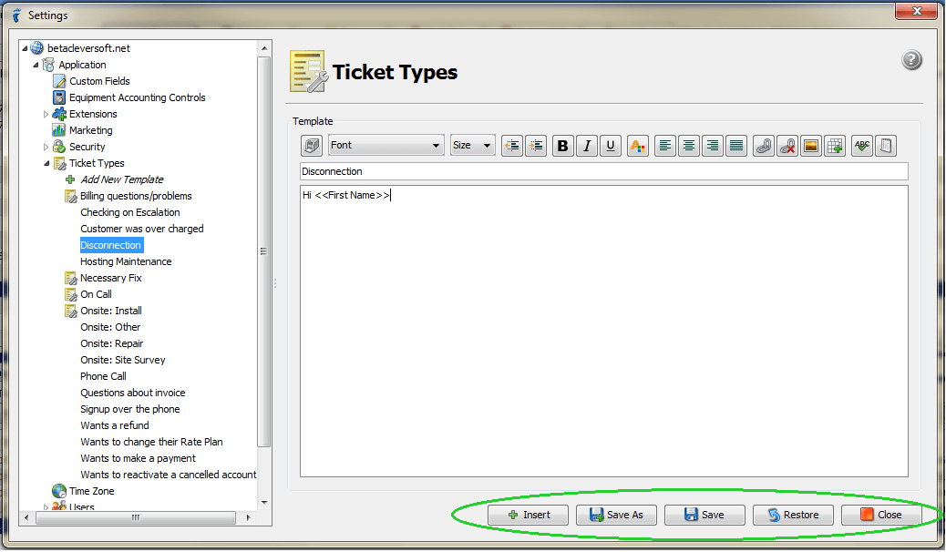 Templates for Ticket Types - UBO