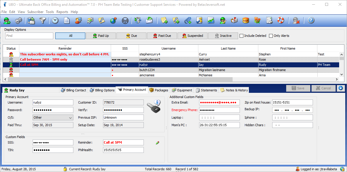 ISP Settings: Custom Fields - UBO