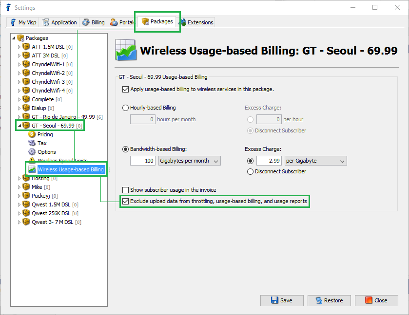 UBO 8 Beta : Exclude upload data from usage-based billing and reports