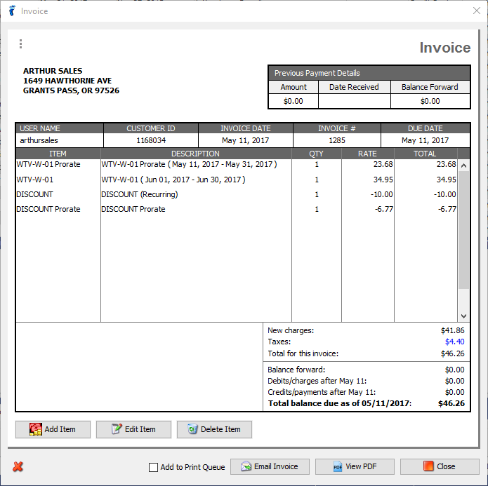 How to prorate recurring custom invoice items - UBO