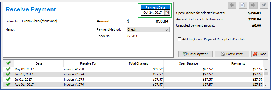 Manually set the Payment Date for your subscriber’s check payments - Visp App