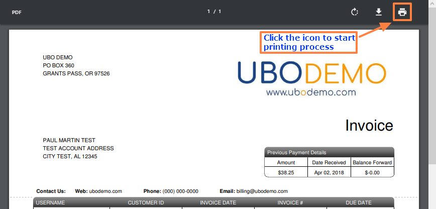 Printing Subscriber Invoices, Receipts, or Statements