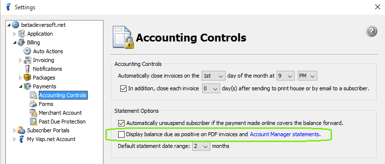 New Positive or Negative option for PDF invoices