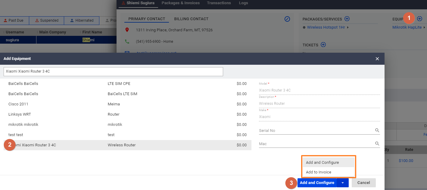 Add Equipment Charge to an Invoice - Visp App