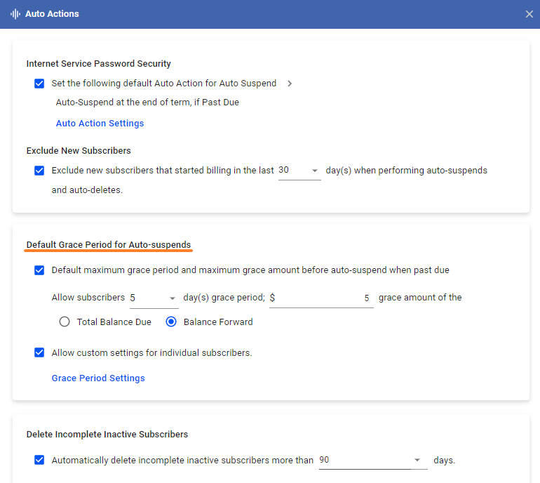 Enable and Set Grace Periods - Visp App