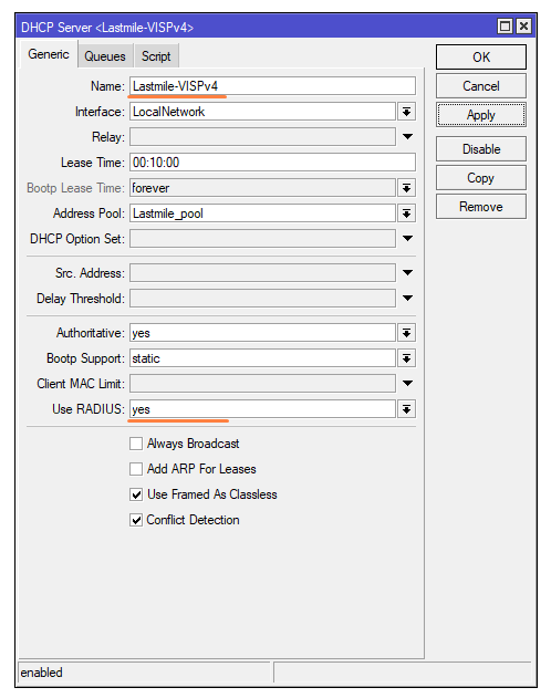 Mikrotik DHCP Configuration - Visp App