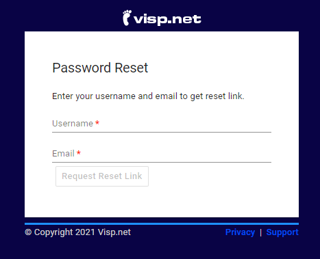 Resetting VISP App User’s Password - Visp App