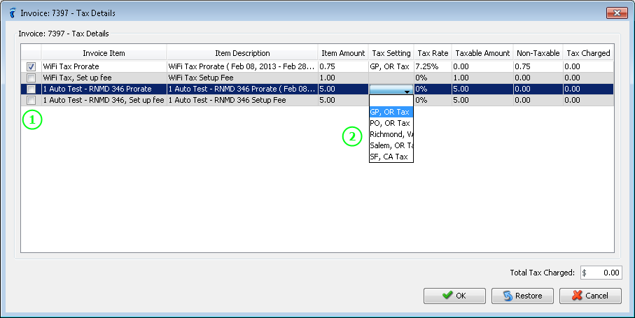 ISP Configuration: Taxes | VISP - UBO ISP Billing System