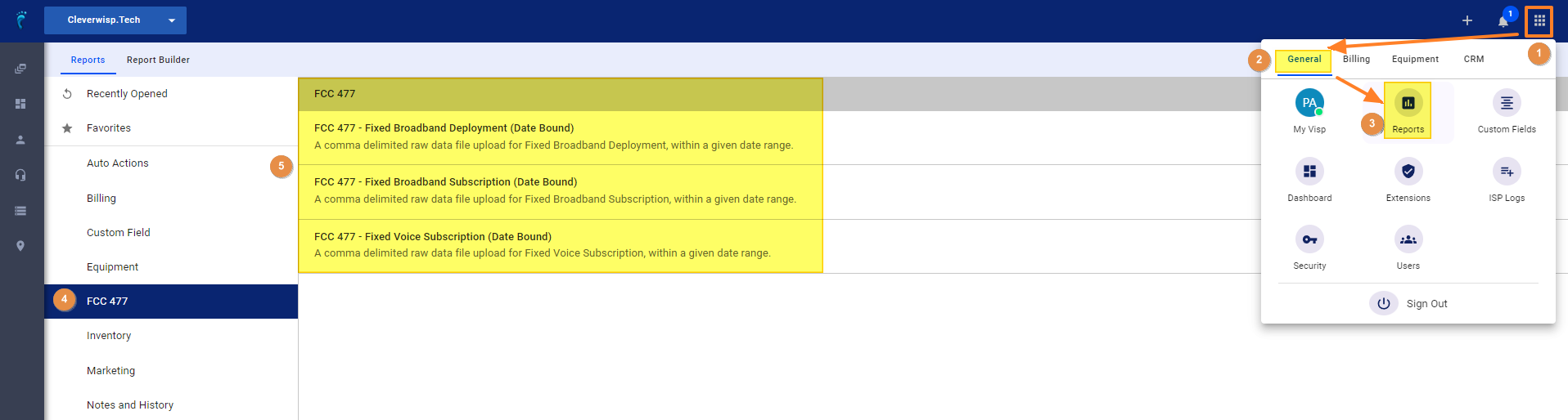 Generate your FCC 477 Subscription and Deployment Reports. - Visp App