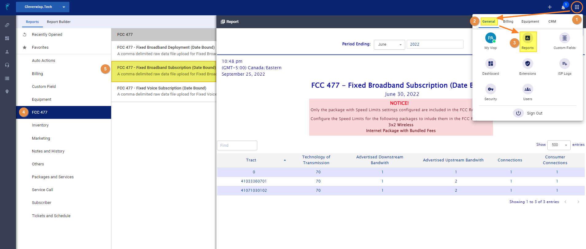 Generate your FCC 477 Subscription and Deployment Reports. - Visp App