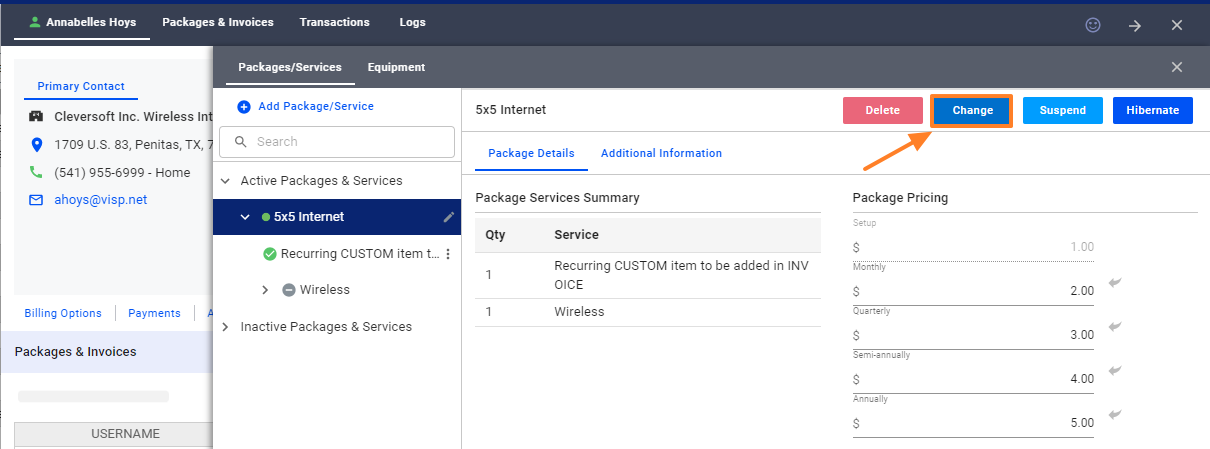 Upgrade Packages via the Change Option - Visp app documentation