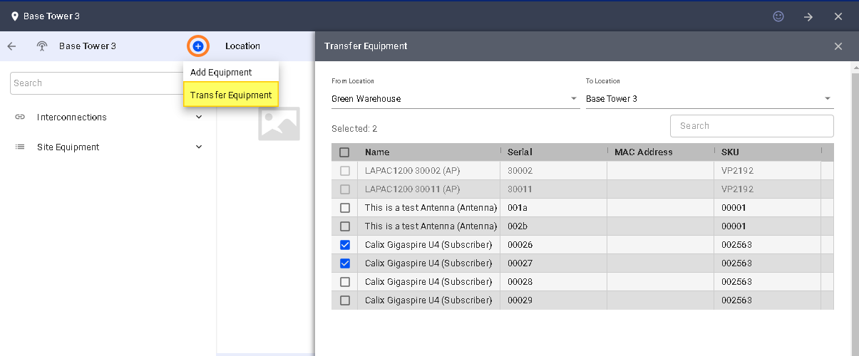 IRM: Transfer Equipment - Visp Documentation