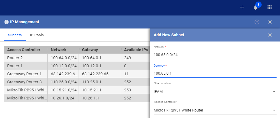 IP Management - IPAM - Edit IP Block Page