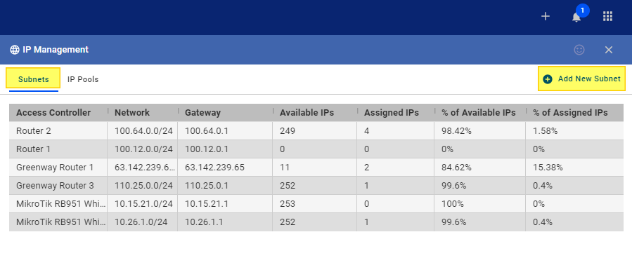 IP Management - IPAM - Add New IP Block Page