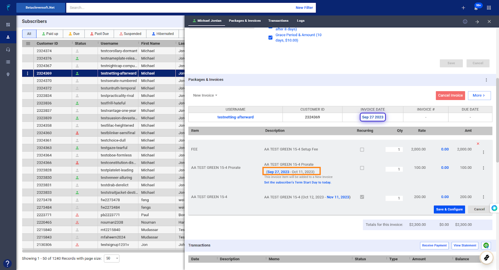 Set Manual Invoice Dates - Visp.net App