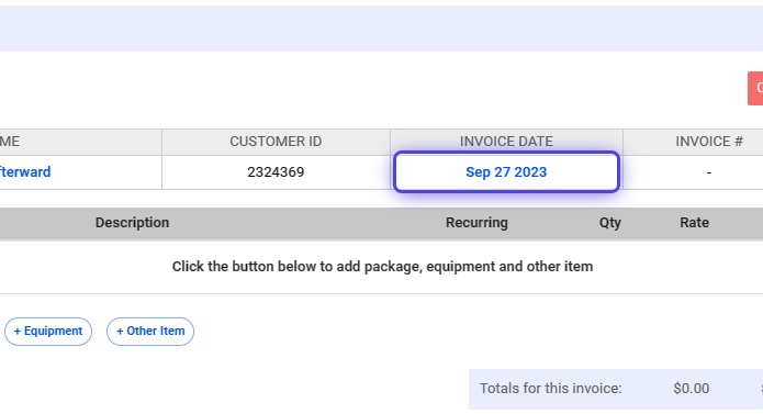 Set Manual Invoice Dates - Visp.net App