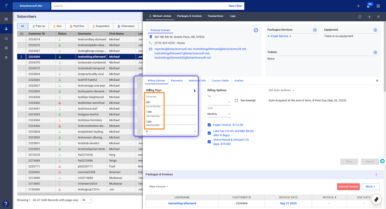 Set Manual Invoice Dates - Visp.net App