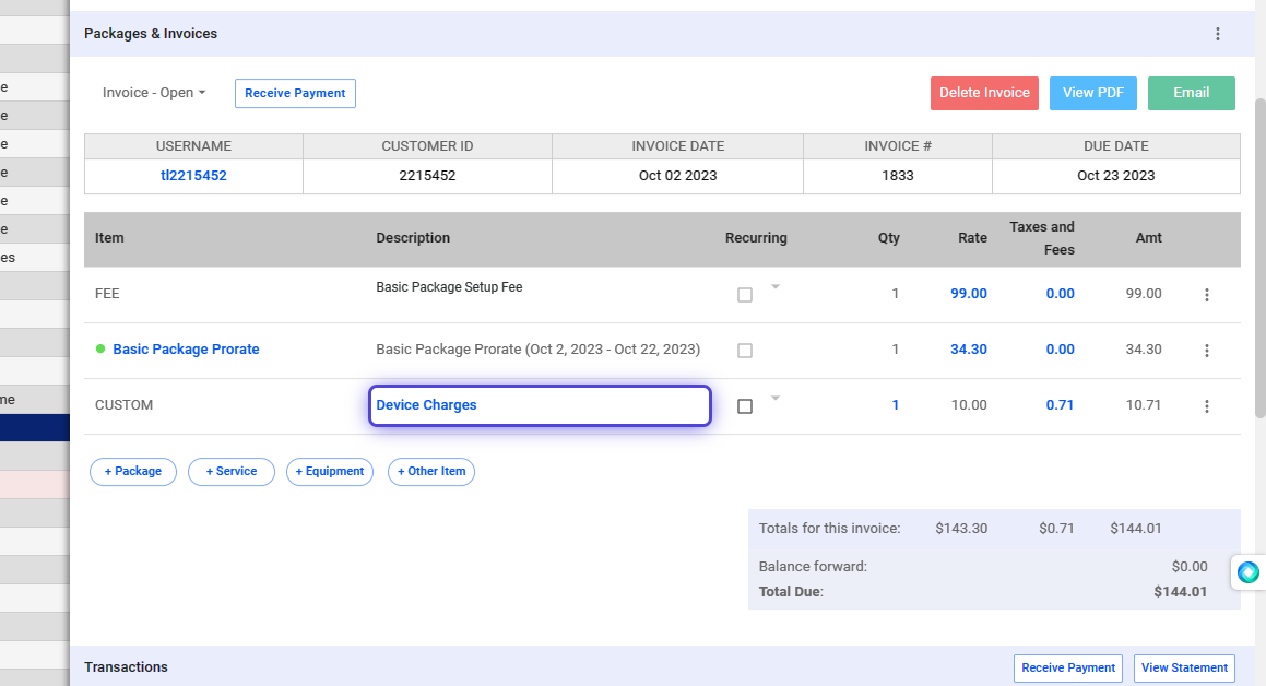 Add a Package to a Prospect or Subscriber - Visp App