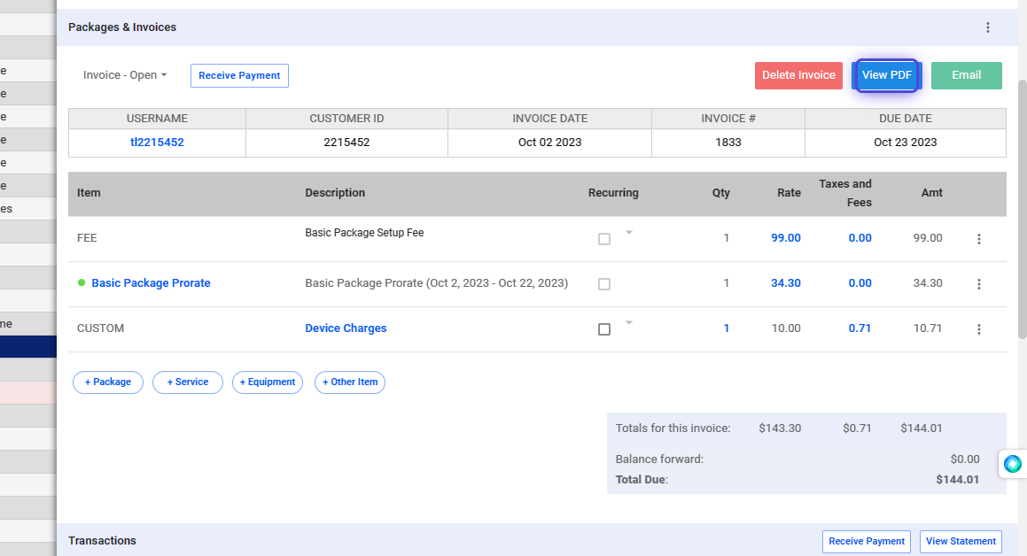 Add a Package to a Prospect or Subscriber - Visp App