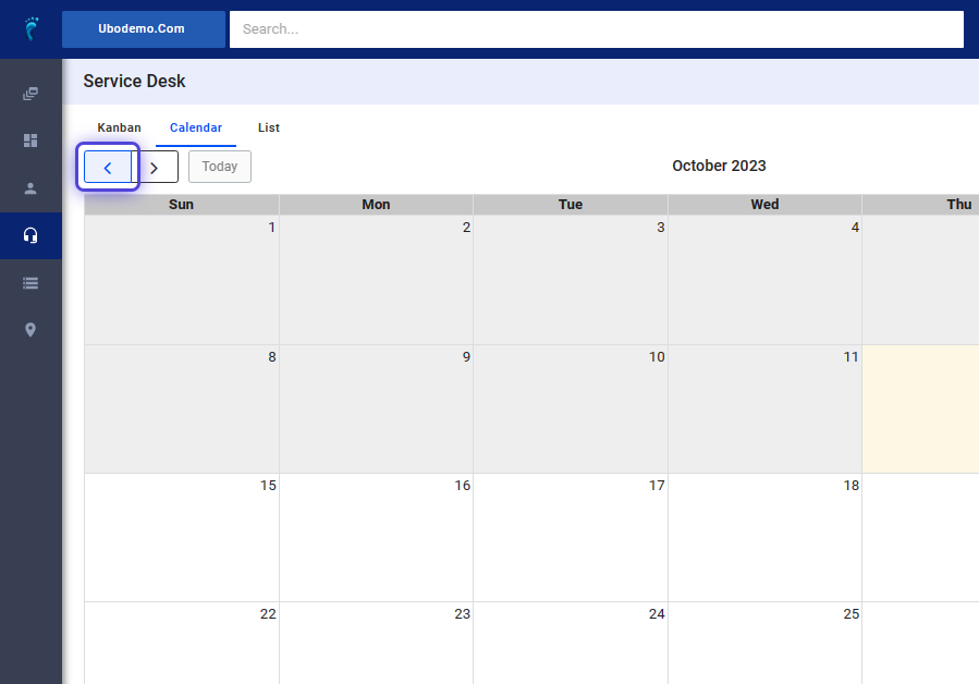 Sections of the Service Desk: List, Calendar, Kanban - Visp App