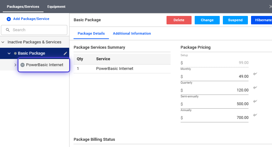 Add a Package to a Prospect or Subscriber - Visp App