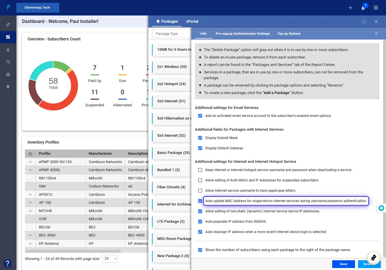 Configure Global Package IP and MAC Settings [Preseem] - Visp App