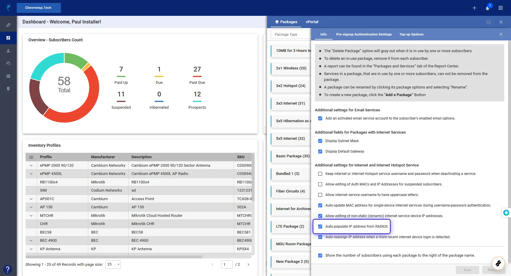 Configure Global Package IP and MAC Settings [Preseem] - Visp App