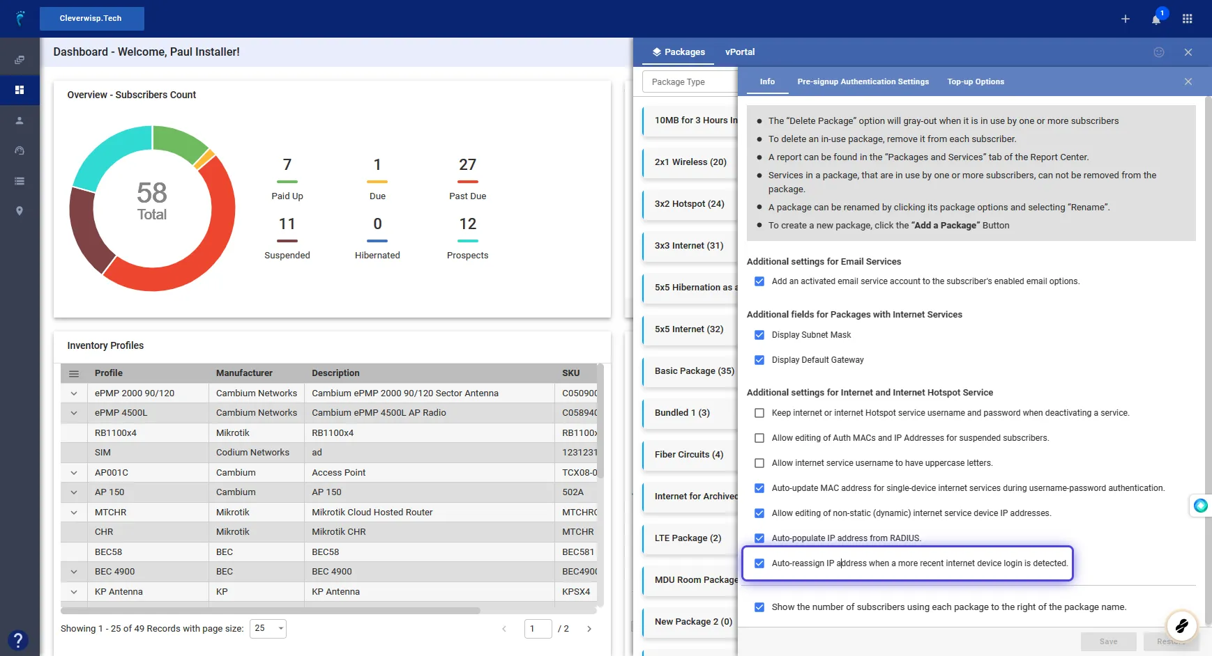 Configure Global Package IP and MAC Settings [Preseem] - Visp App